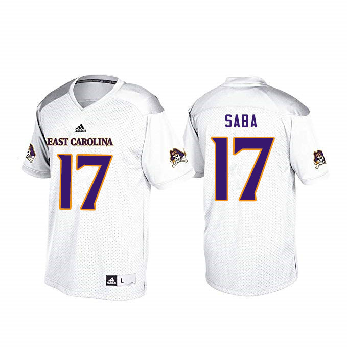 Men #17 Warren Saba ECU Pirates College Football Jerseys Sale-White